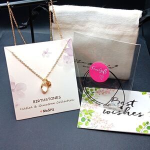 Me&Hz Initial Z & Birthstone Necklace. Comes With Card, Pouch, Gift